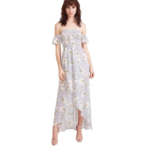Strappy Open Back Floral Off Shoulder Maxi Dress - Picture 2 of 3